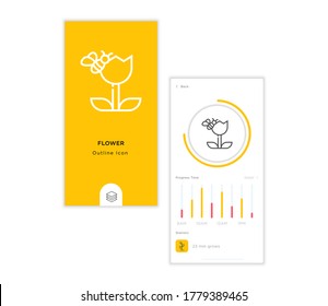 FLOWER outline icon in a time progress template