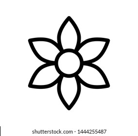 Flower outline icon for web. Bloom line clipart. Vector illustration on white background.