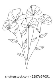 Flower outline illustration vector image. Hand drawn flower plants sketch image artwork. Simple original logo icon from pen drawing sketch.