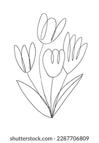 Flower outline illustration vector image. Hand drawn plants sketch image artwork. Simple original logo icon from pen drawing sketch.