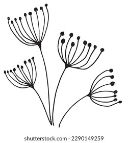 Flower outline illustration vector image. 
Hand drawn plant sketch image artwork. 
Simple original logo of plant.