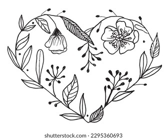 Flower outline illustration vector image. 
Hand drawn flower image artwork. 
Simple cute original logo of a monochrome flower.
Hand drawn vector illustration for posters, cards, t-shirts.