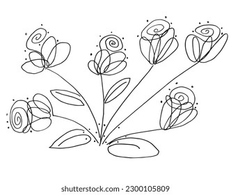 Flower outline illustration vector image. 
Hand drawn flower image artwork. 
Simple cute original logo of a monochrome flower.
Hand drawn vector illustration for posters, cards, t-shirts.