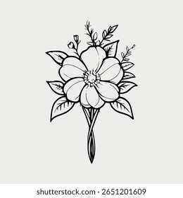 Flower outline logo design vector illustration