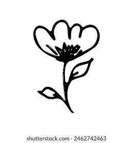 flower, flower outline, plant, black and white illustration
