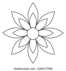 flower outline vector illustration,isolated on white background,top view