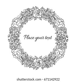 Flower outlined vector  wreath.