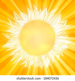 Flower, over shiny orange background, vector illustration