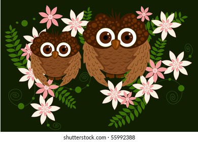 flower and owl