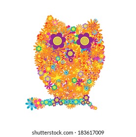 flower owl colorful