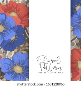 Flower page boarders - blue and red flowers