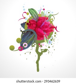 Flower paint splash abstract composition