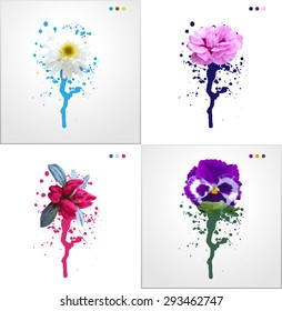 Flower paint splash collection 1