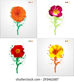 Flower paint splash collection 2