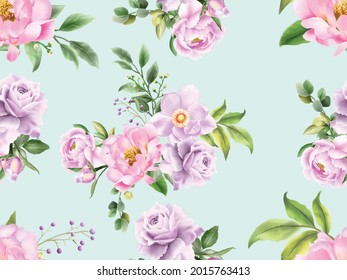 Flower painting themed seamless pattern