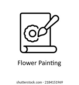 Flower Painting  vector Outline Icon Design illustration on White background. EPS 10 File 