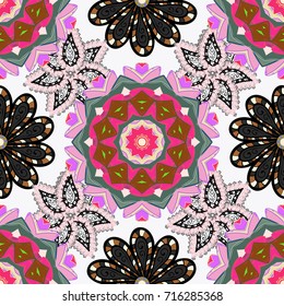 Flower painting vector for t shirt printing. Floral seamless pattern background. Flowers on neutral, pink and black colors.