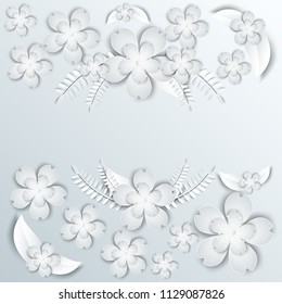 flower paper art background. Vector illustration