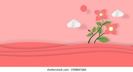Flower paper art concept. vector art and illustration.