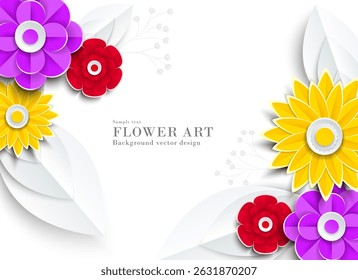 Flower paper craft style illustration (abstract) | Background material art series