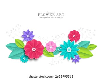 Flower paper craft style illustration (abstract) | Background material art series