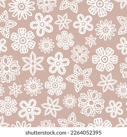 Flower paper cut  pattern. White flowers ornament background. Spring symbol. Paper cut style vector illustration. Flowers print,  backdrop. Daisy children style color flower. Doodle Floral ornament. 
