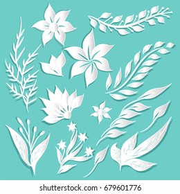 Flower paper cute designs I con White Ornament elements vintage vector