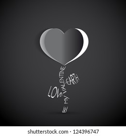 Flower Paper hearts - Happy valentine's day - vector card
