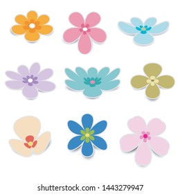 Flower paper with shadow on white background