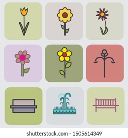 Flower and park elements symbol.Simple shapes vector icon.Good for map creator. 