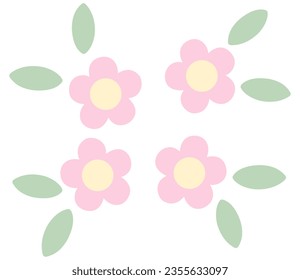 Flower in pastel color isolated on white background.