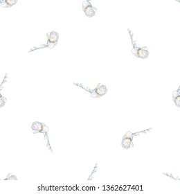 Flower Pastel. Romantic Seamless Pattern. Floral Texture Sketch. Geometric Pastel Ornament. Endless Repeat Flowers Magnolia. Summer Trend Seamless Pattern. Vector Background. Modern Wedding Print.