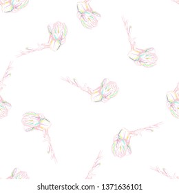Flower Pastel. Romantic Seamless Pattern. Floral Texture Sketch. Geometric Pastel Ornament. Endless Repeat Flowers Magnolia. Summer Trend Seamless Pattern. Vector Background. Modern Wedding Print.