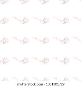 Flower Pastel. Romantic Seamless Pattern. Floral Texture Sketch. Geometric Pastel Ornament. Endless Repeat Flowers Magnolia. Summer Trend Seamless Pattern. Vector Background. Modern Wedding Print.