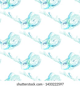 Flower Pastel. Romantic Seamless Pattern. Floral Texture Sketch. Geometric Pastel Ornament. Endless Repeat Flowers Magnolia. Summer Trend Seamless Pattern. Vector Background. Modern Wedding Print.