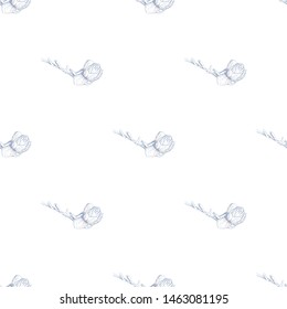 Flower Pastel. Romantic Seamless Pattern. Floral Texture Sketch. Geometric Pastel Ornament. Endless Repeat Flowers Magnolia. Summer Trend Seamless Pattern. Vector Background. Modern Wedding Print.