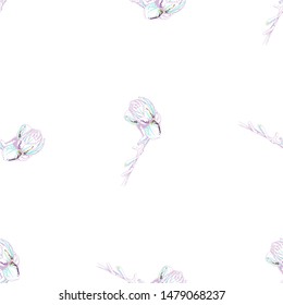 Flower Pastel. Romantic Seamless Pattern. Floral Texture Sketch. Geometric Pastel Ornament. Endless Repeat Flowers Magnolia. Summer Trend Seamless Pattern. Vector Background. Modern Wedding Print.