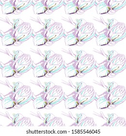 Flower Pastel. Romantic Seamless Pattern. Floral Texture Sketch. Geometric Pastel Ornament. Endless Repeat Flowers Magnolia. Summer Trend Seamless Pattern. Vector Background. Modern Wedding Print.