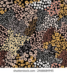 flower patchwork pattern on black background