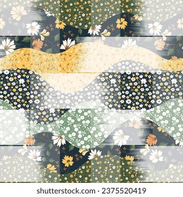 flower patchwork pattern on textures background