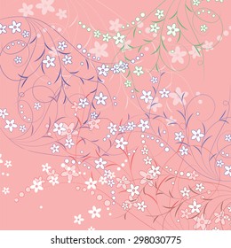 Flower pattern background composition on pink background. Vector