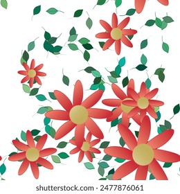 Patrón de flores, patrón de fondo, primavera de flores, hojas aisladas, patrón ornamental, Vector de patrón sin fisuras, textura de la hoja, patrones florales, diseño de fondo, abstracto de Vector