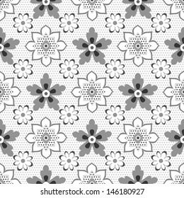 Flower pattern background. Vector illustration for beautiful design. Seamless endless monochrome spring texture for textile. Can be used for wallpaper, pattern fills, web page background, surface.