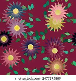 Patrón de flores, Vector de fondo, fondo de pétalos, hojas aisladas, hoja sin costuras, fondo abstracto, patrones florales, diseño floral, fondos de la naturaleza, ornamentos Vector