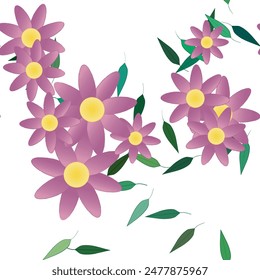 Flower pattern, backgrounds nature, pattern design, seamless wallpaper, leaf silhouette, art vector, ornament pattern, background summer, floral vector, vector shapes, leaf isolated