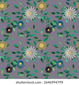 Padrão de flor, fundos natureza, padrão sem costura, fundo abstrato, papel de parede sem costura, padrão de ornamento, flores isoladas, vetor folha, vetores flores, vetor padrão