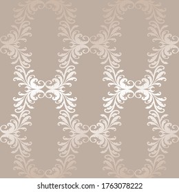 Flower pattern. Baroque wallpaper, damask. Gold or brown ornament seamless vector background