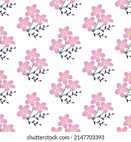 Flower pattern. Beautiful batik seamless background vector. Pink floral wallpaper. Endless texture for print fabric, pottery, tile and paper. Cute plant design.