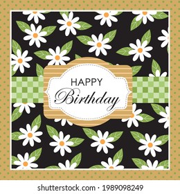 Patrón de flores para la tarjeta de felicitación de cumpleaños