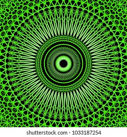 Flower pattern. Black, green color ornament. Vector illustration